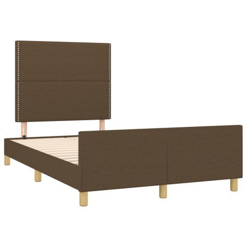 Cadre de lit avec tête de lit marron foncé 120x190 cm tissu - Photo n°2; ?>