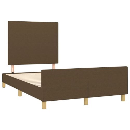 Cadre de lit avec tête de lit marron foncé 120x190 cm tissu - Photo n°2; ?>