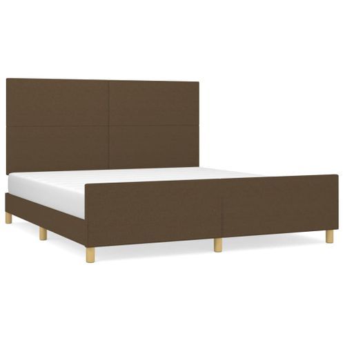 Cadre de lit avec tête de lit Marron foncé 160x200 cm Tissu - Photo n°2; ?>