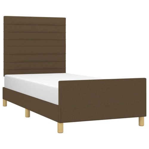 Cadre de lit avec tête de lit Marron foncé 90x190 cm Tissu - Photo n°3; ?>