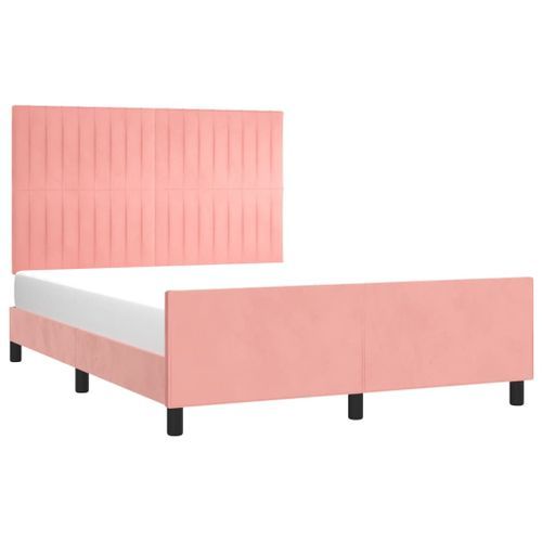 Cadre de lit avec tête de lit Rose 140x190 cm Velours - Photo n°3; ?>