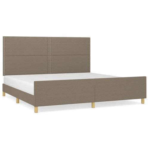 Cadre de lit avec tête de lit Taupe 200x200 cm Tissu - Photo n°2; ?>