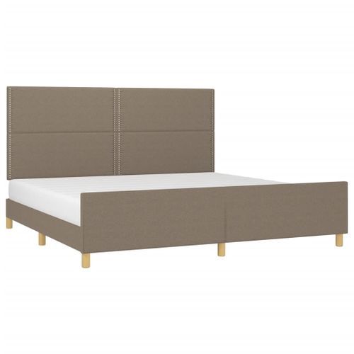 Lit avec tête de lit Taupe 200x200 cm Tissu - Photo n°3; ?>