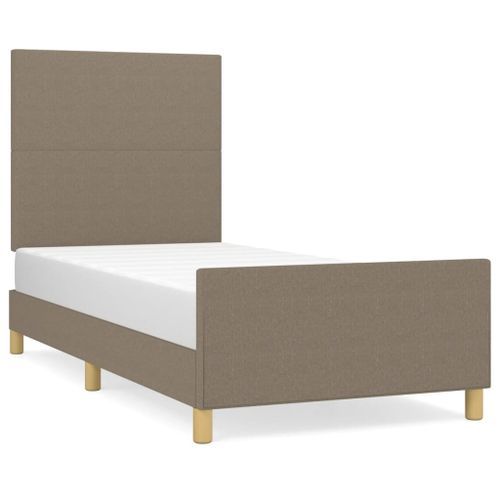 Cadre de lit avec tête de lit Taupe 90x190 cm Tissu - Photo n°2; ?>