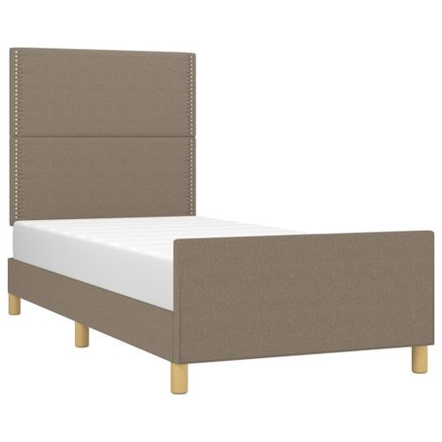 Cadre de lit avec tête de lit Taupe 90x190 cm Tissu - Photo n°3; ?>