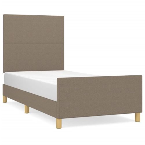 Cadre de lit avec tête de lit Taupe 90x200 cm Tissu - Photo n°2; ?>