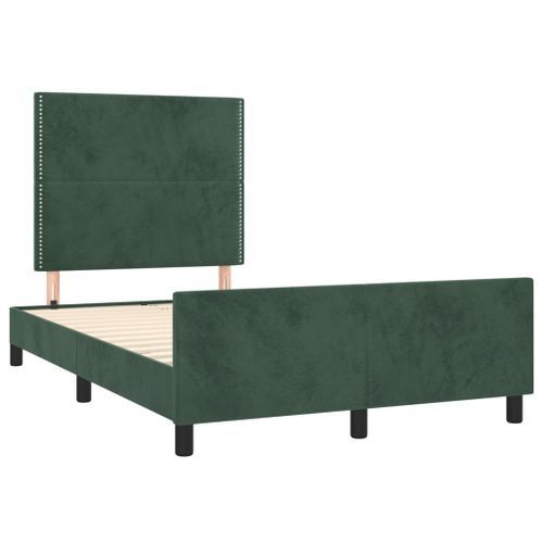 Cadre de lit avec tête de lit vert foncé 120x190 cm velours - Photo n°2; ?>