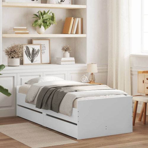Cadre de lit avec tiroirs blanc 75x190 cm - Photo n°2; ?>