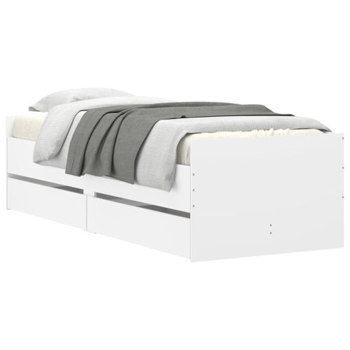 Cadre de lit avec tiroirs blanc 75x190 cm - Photo n°3; ?>