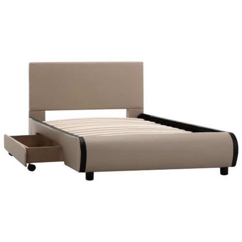 Cadre de lit avec tiroirs Cappuccino Similicuir 90 x 200 cm - Photo n°3; ?>