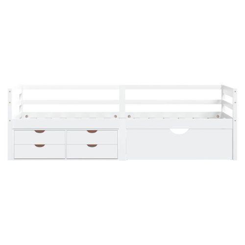 Lit banquette avec tiroirs et armoire Blanc Bois de pin 90x200cm - Photo n°3; ?>