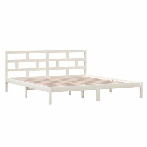 Cadre de lit Blanc Bois de pin massif 140x190 cm - Photo n°3; ?>