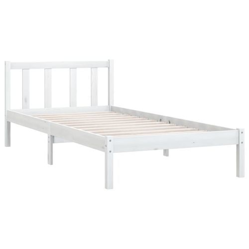 Lit Blanc Bois de pin massif 90x190 cm UK Simple - Photo n°3; ?>