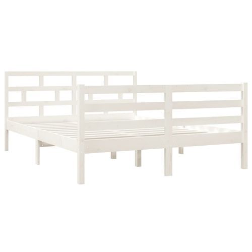 Cadre de lit Blanc Bois massif 140x190 cm - Photo n°3; ?>