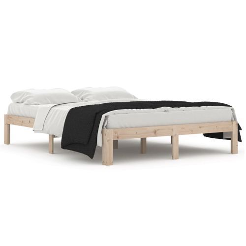 Cadre de lit Bois de pin massif 140x190 cm 6 - Photo n°2; ?>