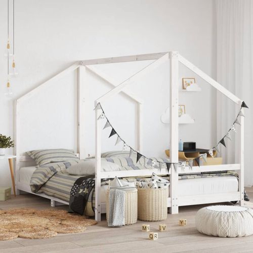 Cadre de lit d'enfant blanc 2x(80x200) cm bois de pin massif - Photo n°2; ?>