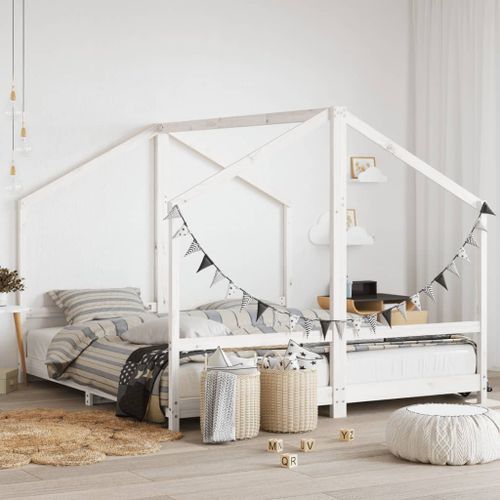 Cadre de lit d'enfant blanc 2x(90x200) cm bois de pin massif - Photo n°2; ?>