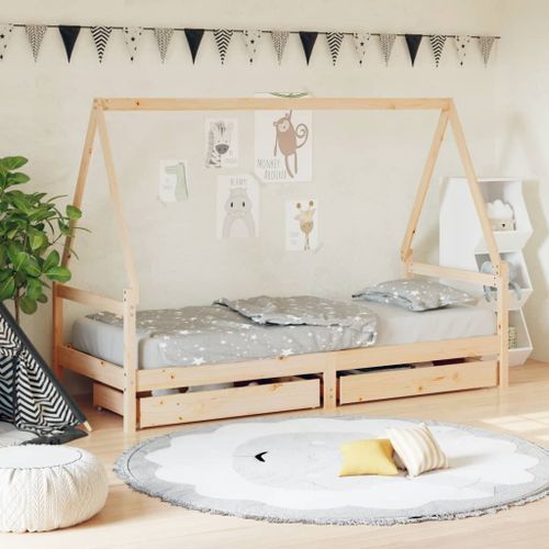 Cadre de lit d'enfants et tiroirs 90x190 cm bois de pin massif - Photo n°2; ?>