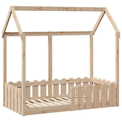 Cadre de lit d'enfants forme de maison 70x140cm bois pin massif - Photo n°2; ?>