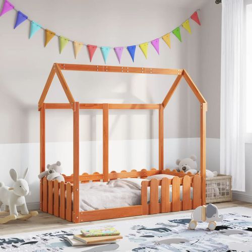 Cadre de lit d'enfants forme de maison 70x140cm bois pin massif - Photo n°3; ?>