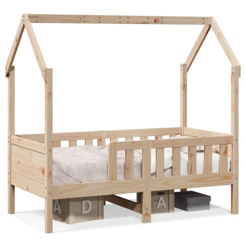 Cadre de lit d'enfants forme de maison 70x140cm bois pin massif - Photo n°2; ?>