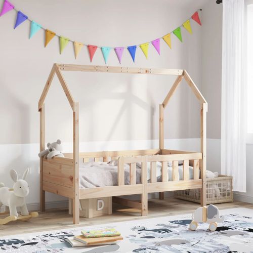 Cadre de lit d'enfants forme de maison 70x140cm bois pin massif - Photo n°3; ?>