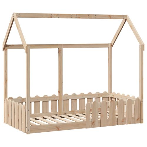 Cadre de lit d'enfants forme de maison 80x160cm bois pin massif - Photo n°2; ?>