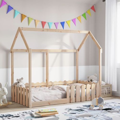 Cadre de lit d'enfants forme de maison 80x160cm bois pin massif - Photo n°3; ?>