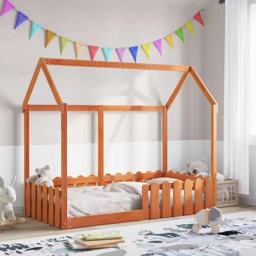 Cadre de lit d'enfants forme de maison 80x160cm bois pin massif - Photo n°3; ?>