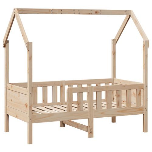 Cadre de lit d'enfants forme de maison 80x160cm bois pin massif - Photo n°3; ?>