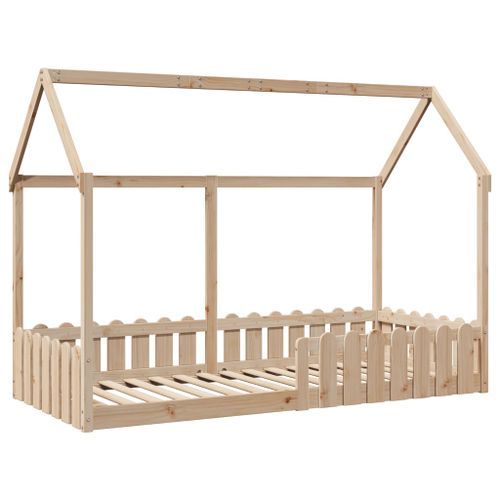 Cadre de lit d'enfants forme de maison 90x190cm bois massif pin - Photo n°2; ?>