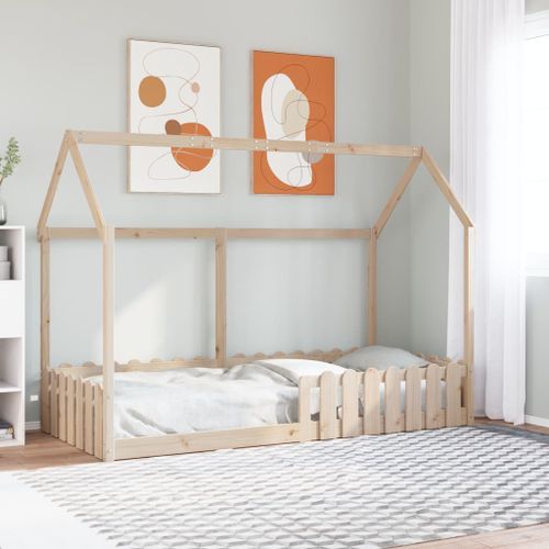 Cadre de lit d'enfants forme de maison 90x190cm bois massif pin - Photo n°3; ?>