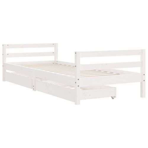 Cadre de lit d'enfants tiroirs blanc 90x190 cm bois pin massif - Photo n°3; ?>