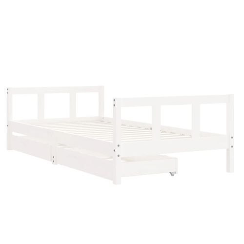 Cadre de lit d'enfants tiroirs blanc 90x190 cm bois pin massif - Photo n°3; ?>