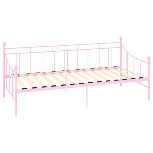 Lit de repos Rose Métal 90 x 200 cm - Photo n°3; ?>