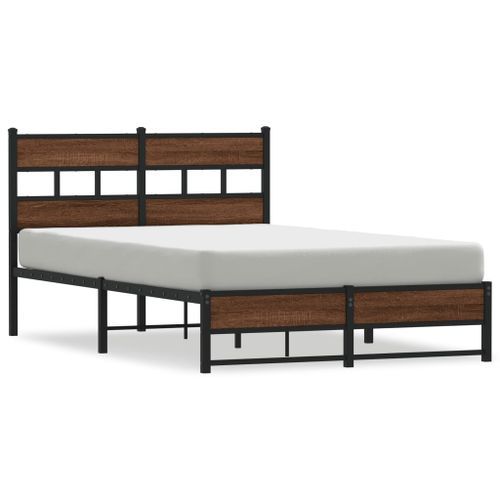 Cadre de lit en métal sans matelas chêne marron 120x190 cm - Photo n°2; ?>