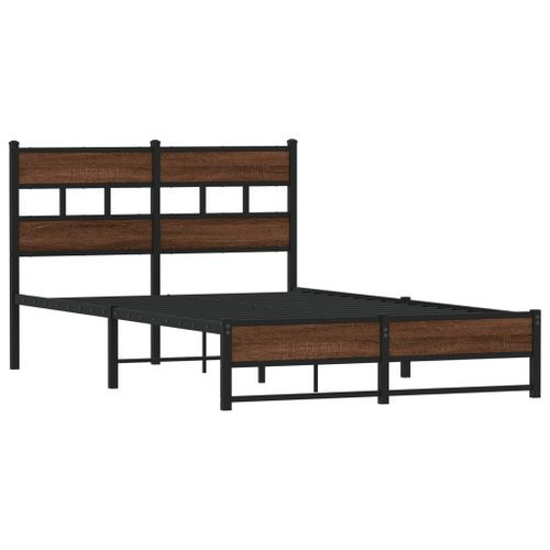 Cadre de lit en métal sans matelas chêne marron 120x190 cm - Photo n°3; ?>