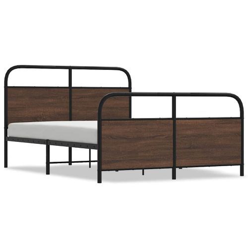 Cadre de lit en métal sans matelas chêne marron 137x190 cm - Photo n°2; ?>