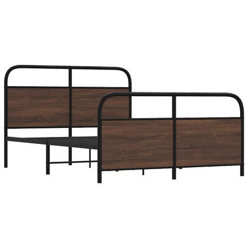 Cadre de lit en métal sans matelas chêne marron 137x190 cm - Photo n°3; ?>