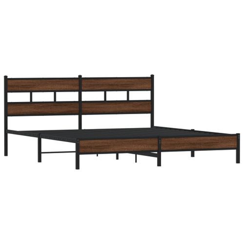 Cadre de lit en métal sans matelas chêne marron 180x200 cm - Photo n°3; ?>