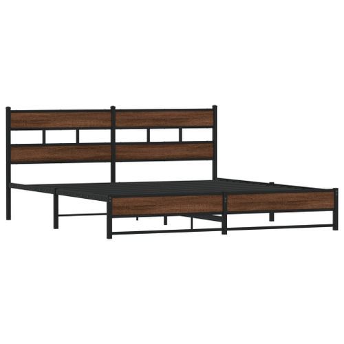 Cadre de lit en métal sans matelas chêne marron 180x200 cm - Photo n°3; ?>