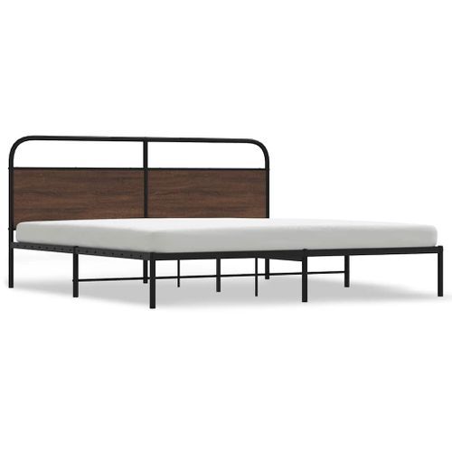 Cadre de lit en métal sans matelas chêne marron 180x200 cm - Photo n°2; ?>