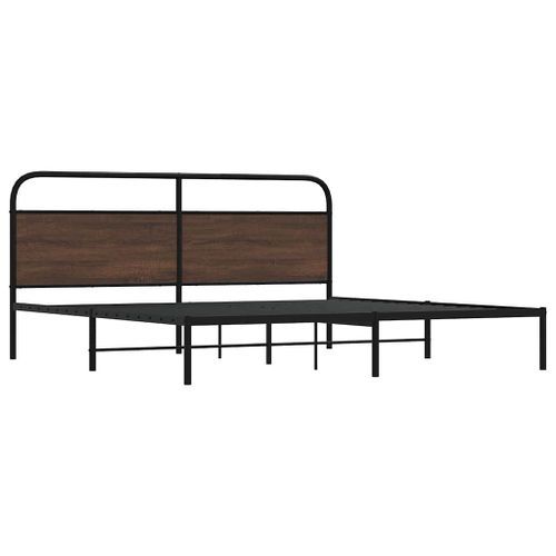 Cadre de lit en métal sans matelas chêne marron 180x200 cm - Photo n°3; ?>