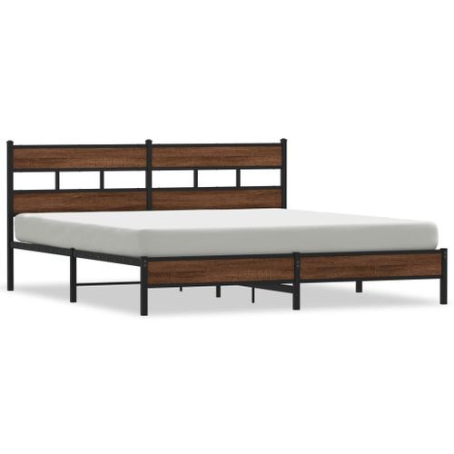 Cadre de lit en métal sans matelas chêne marron 183x213 cm - Photo n°2; ?>