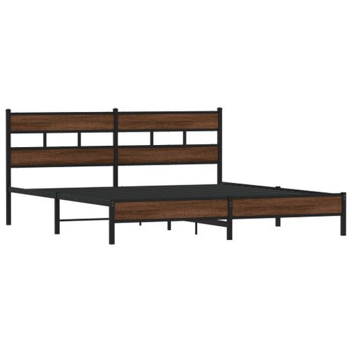 Cadre de lit en métal sans matelas chêne marron 183x213 cm - Photo n°3; ?>