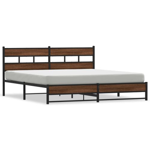 Cadre de lit en métal sans matelas chêne marron 183x213 cm - Photo n°2; ?>