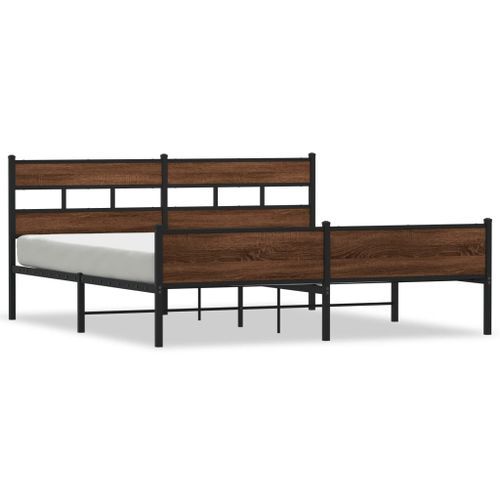 Cadre de lit en métal sans matelas chêne marron 183x213 cm - Photo n°2; ?>