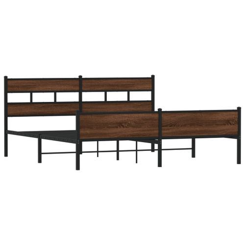 Cadre de lit en métal sans matelas chêne marron 183x213 cm - Photo n°3; ?>