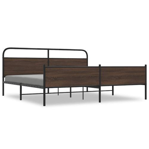 Cadre de lit en métal sans matelas chêne marron 183x213 cm - Photo n°2; ?>