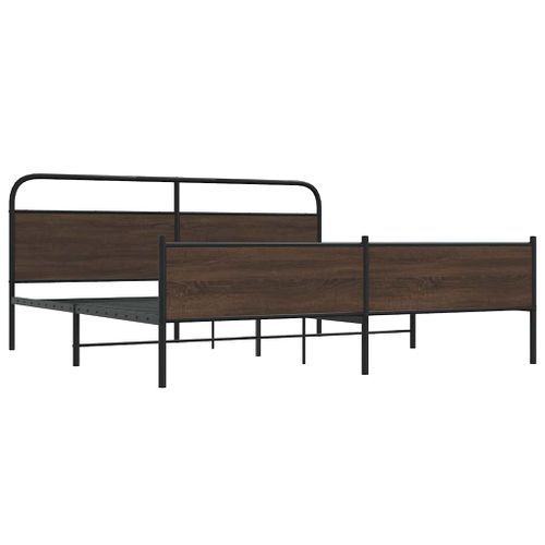 Cadre de lit en métal sans matelas chêne marron 183x213 cm - Photo n°3; ?>